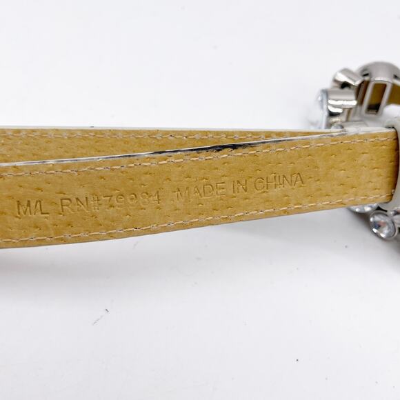 Chico's Womens Silver Leather Swarovski Touchstone Belt Size M/L - Picture 5 of 6